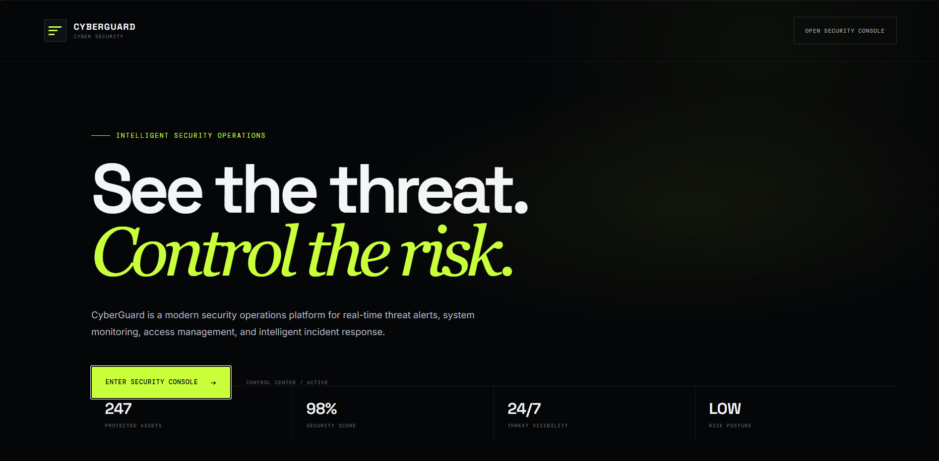 CyberGuard — Cybersecurity Platform website designed by Zentora